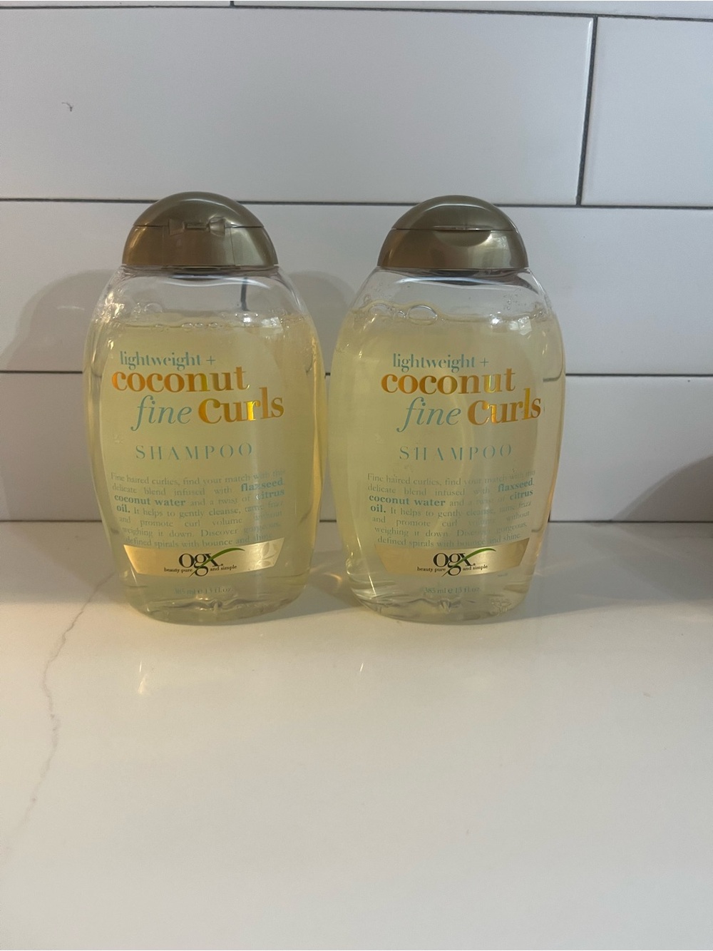 2x OGX Lightweight +‎ Coconut Fine Curls Shampoo, Coconut Water, 13 fl oz NEW